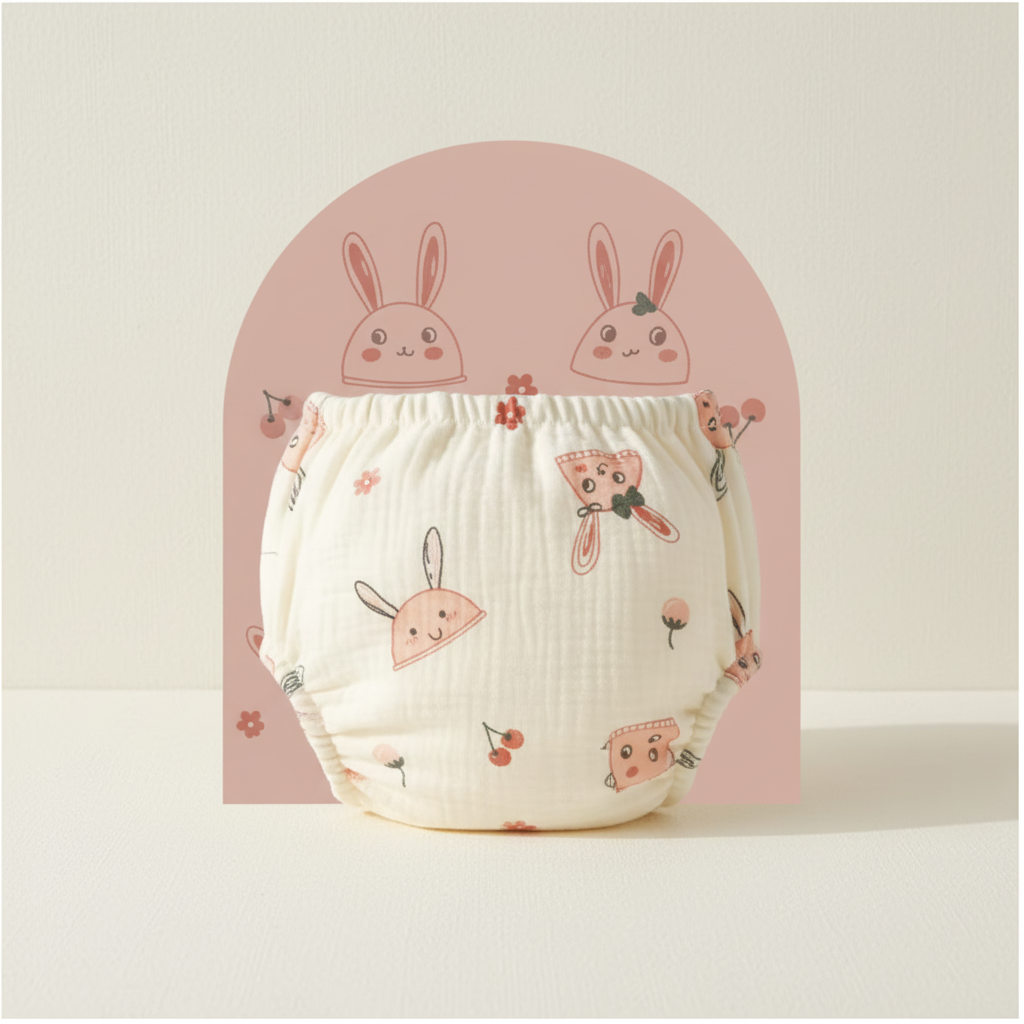 Couche lavable lapins - style scandinave minimaliste